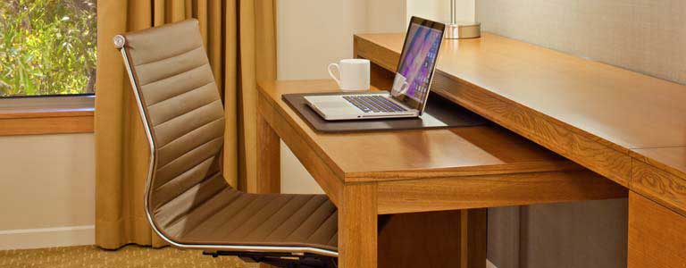 slider desk in room at ucla luskin conference center and hotel