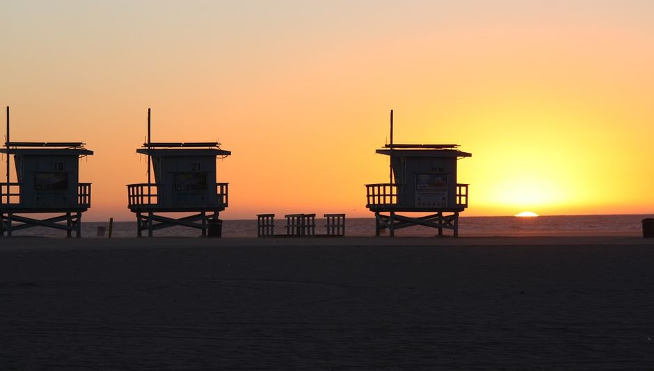 venice beach at sunset